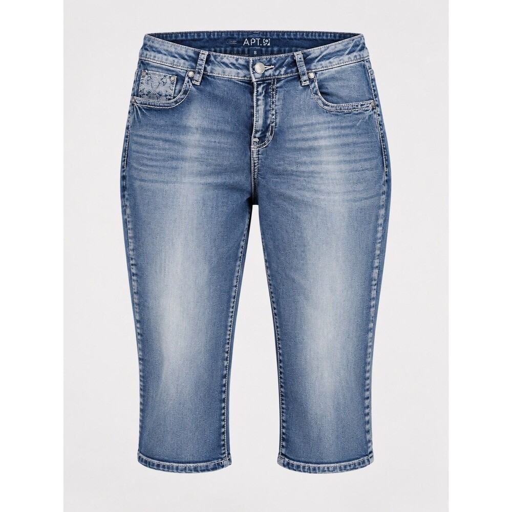 APT 9 Womens Capri Jeans Size 12 Light Wash Rhinestone Embroidered Stretch Denim